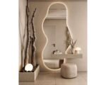 Asymmetrical mirror with LED lights. 5.2ft x 2ft Irregular designer floating mirror 1600x600mm
