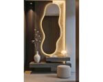 Asymmetrical mirror with LED lights. 5.2ft x 2ft Irregular designer floating mirror 1600x600mm - Image 3