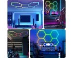 HYPERLITE Hexagon Garage Lights: 5 Grid RGB Hexagon LED Lights with Music Sync Mode, App & Remote Control, Multi-Color Honeycomb Light for Gaming Room, Gym, Garage - Image 8